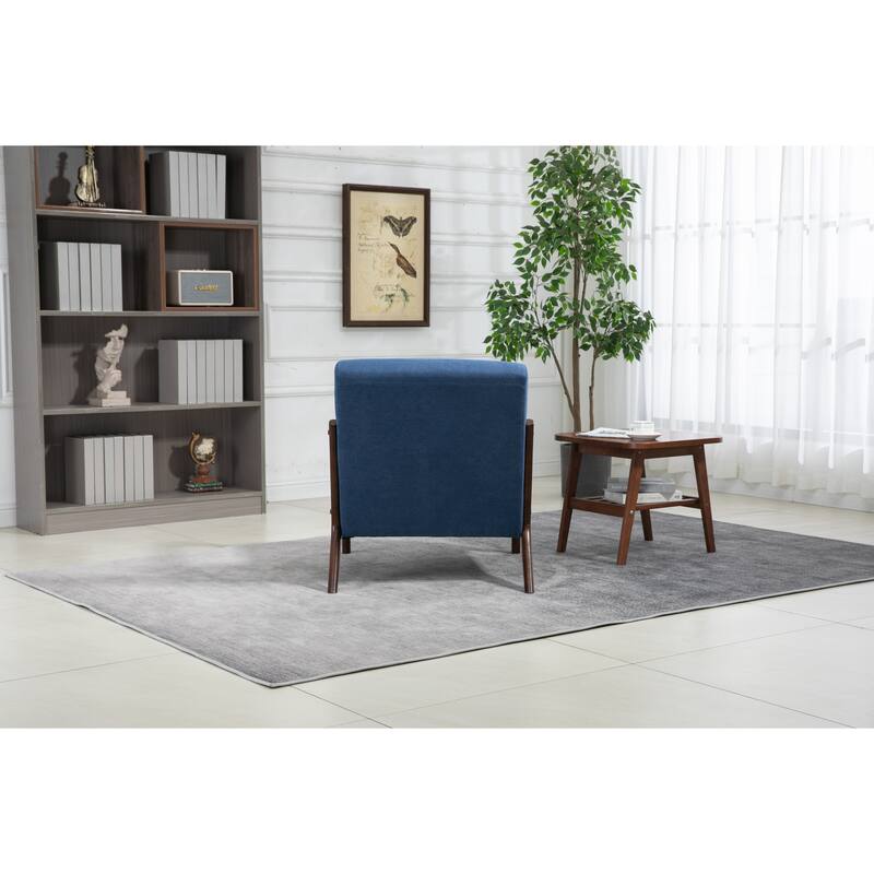 Upholstered Accent Chair with Lumbar Pillow, Living Room Chairs with Solid Wood Frame, Lounge Reading Armchair