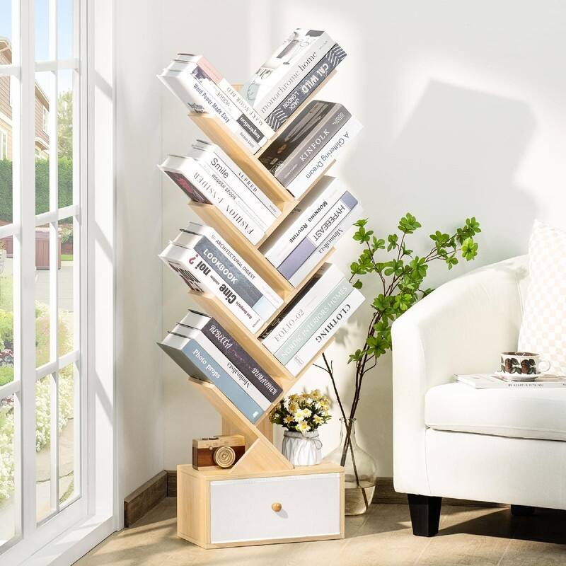 8 Tier Tree Bookshelf with Drawer - 14.57"D x 7.87"W x 46.06"H