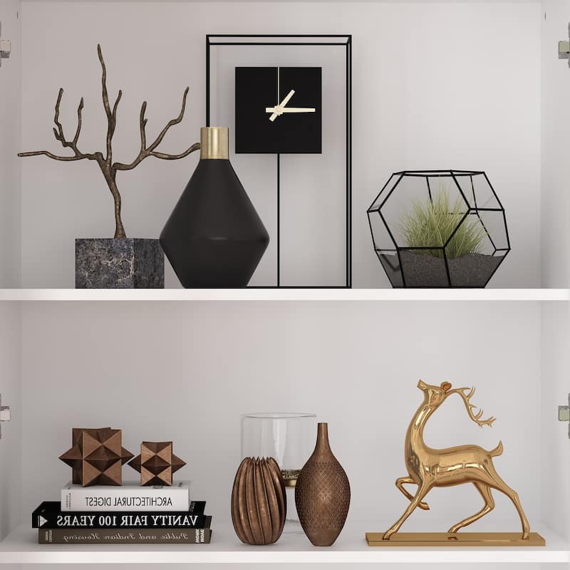 Elegant White Pantry Bookshelf Multifunctional Tempered Glass Cabinet
