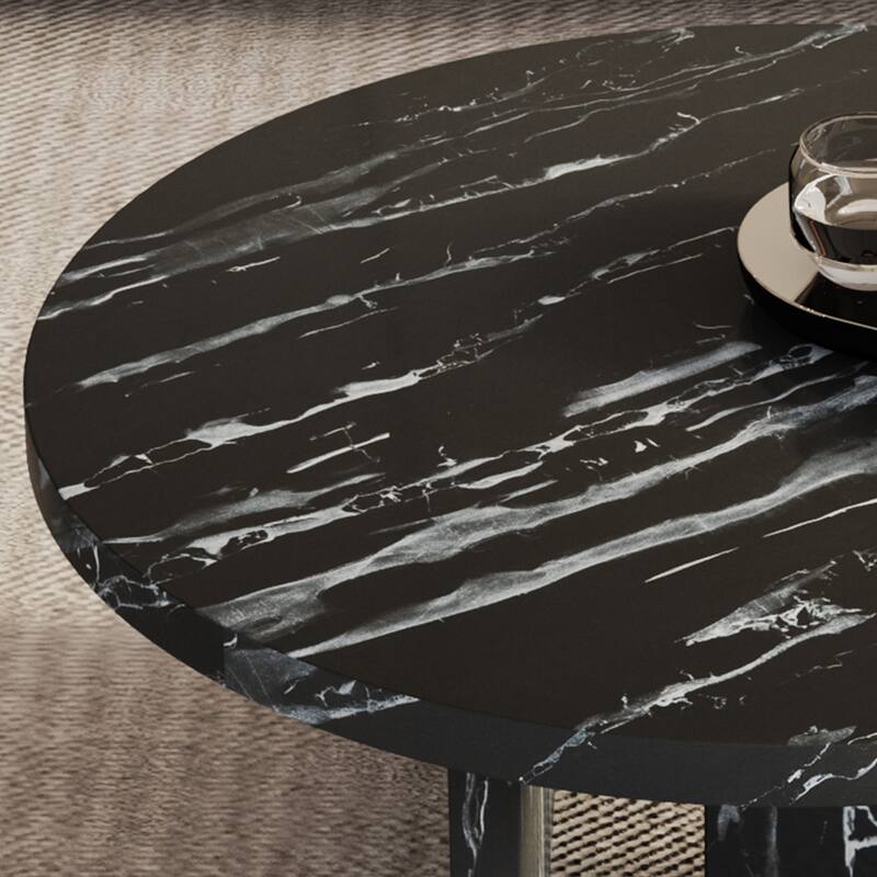 31.4-Inch Round Coffee Table, Modern Aesthetic Circle Coffee Table, Sturdy Leg Support, Easy Assembly, Sofa Side Table