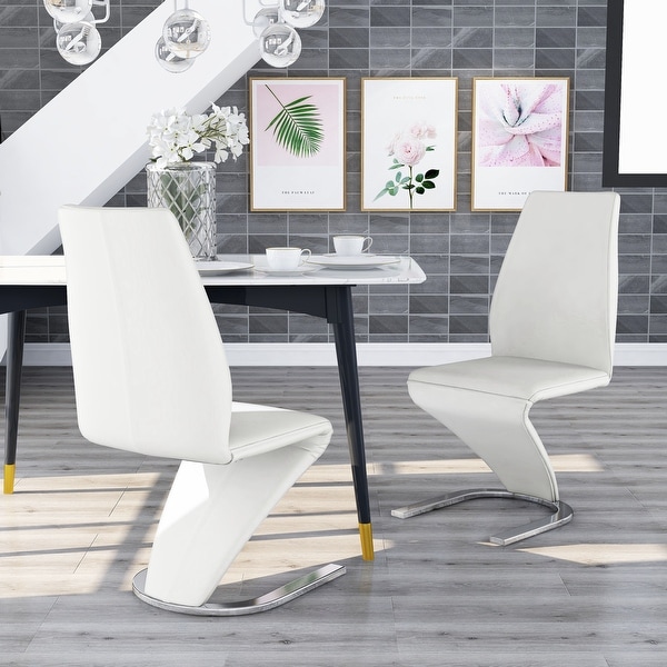 White faux leather discount dining room chairs