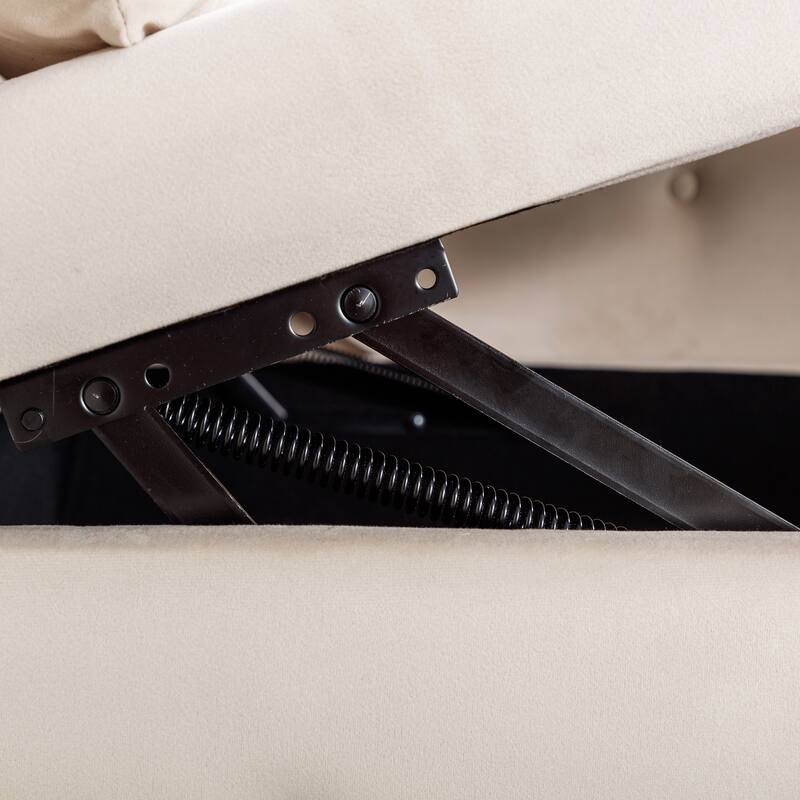 Kimberly Velvet Chaise Lounge with Storage and Pillow by GDFStudio - 58.26"L x27.9"W x 28.3"H