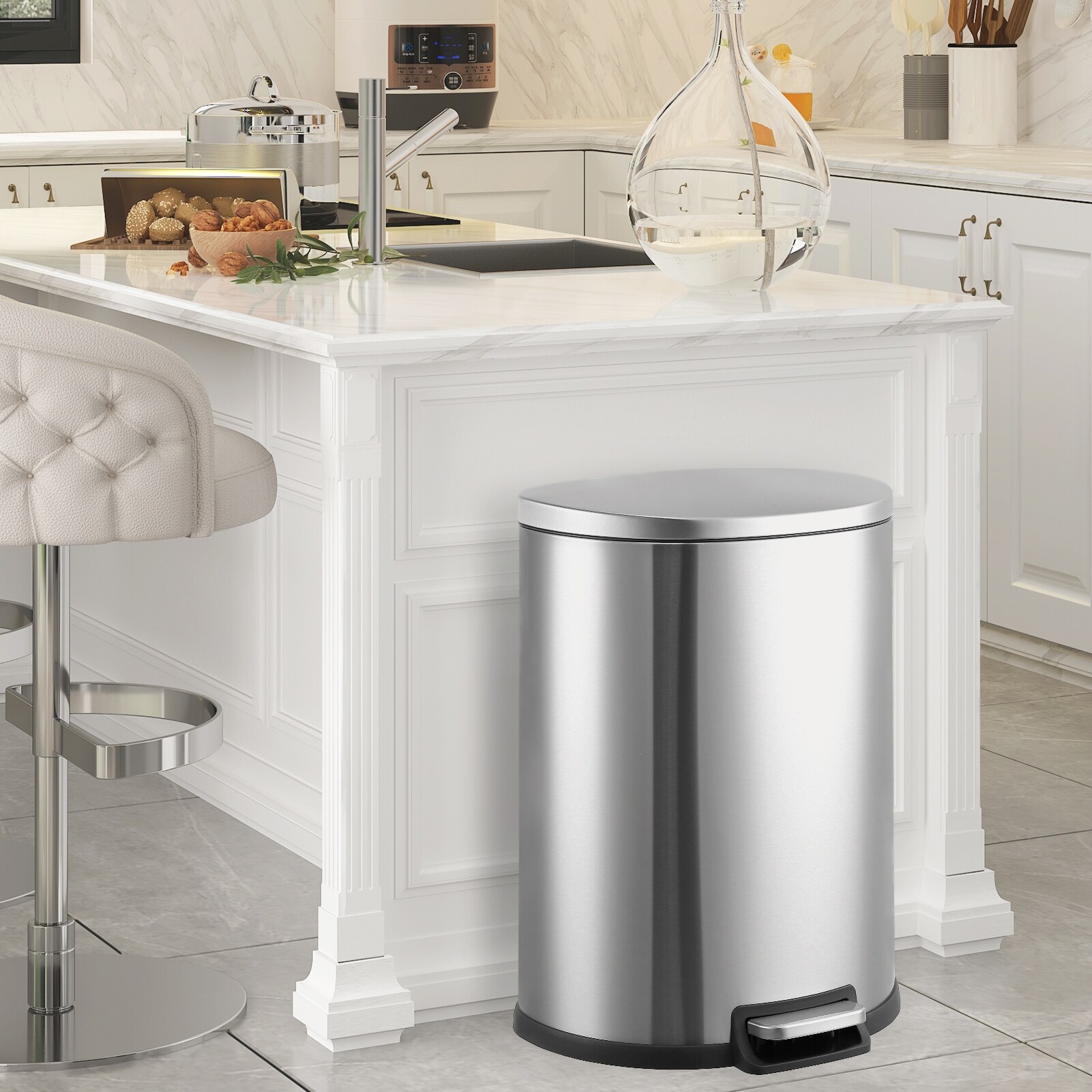 Stainless steel trash outlet can 13 gallon