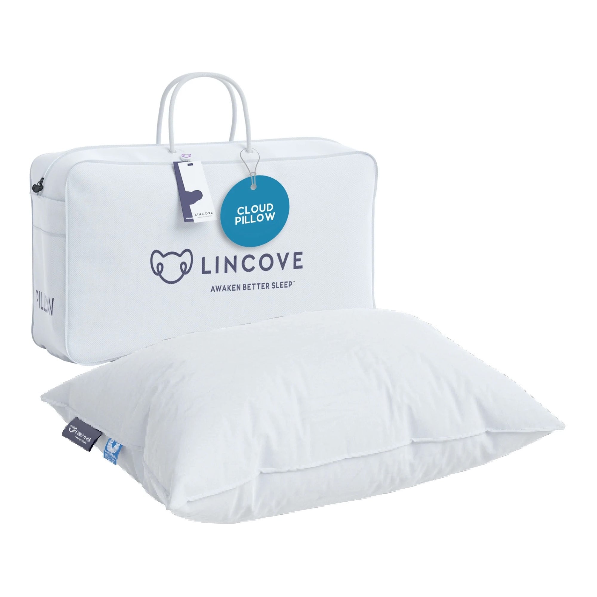 Lincove Cloud Natural Canadian White Down Luxury Sleeping Pillow - 625 Fill Power, 500 Thread Count 100% Cotton Shell, Made in Canada, Standard - Soft