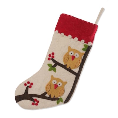 Novica Handmade Holiday Magic Applique Wool Felt Christmas Stocking