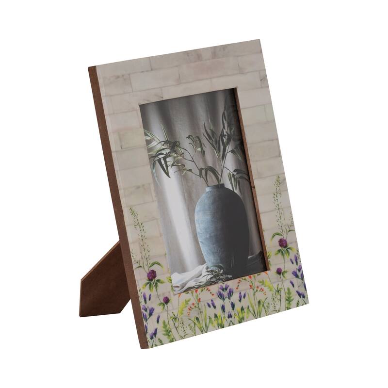 Wood Resin Flower Field Picture Frames - Ivory