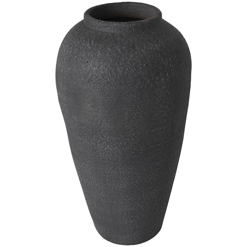 Ceramic Whitewashed Textured Decorative Vase - Black - Roche River Decor