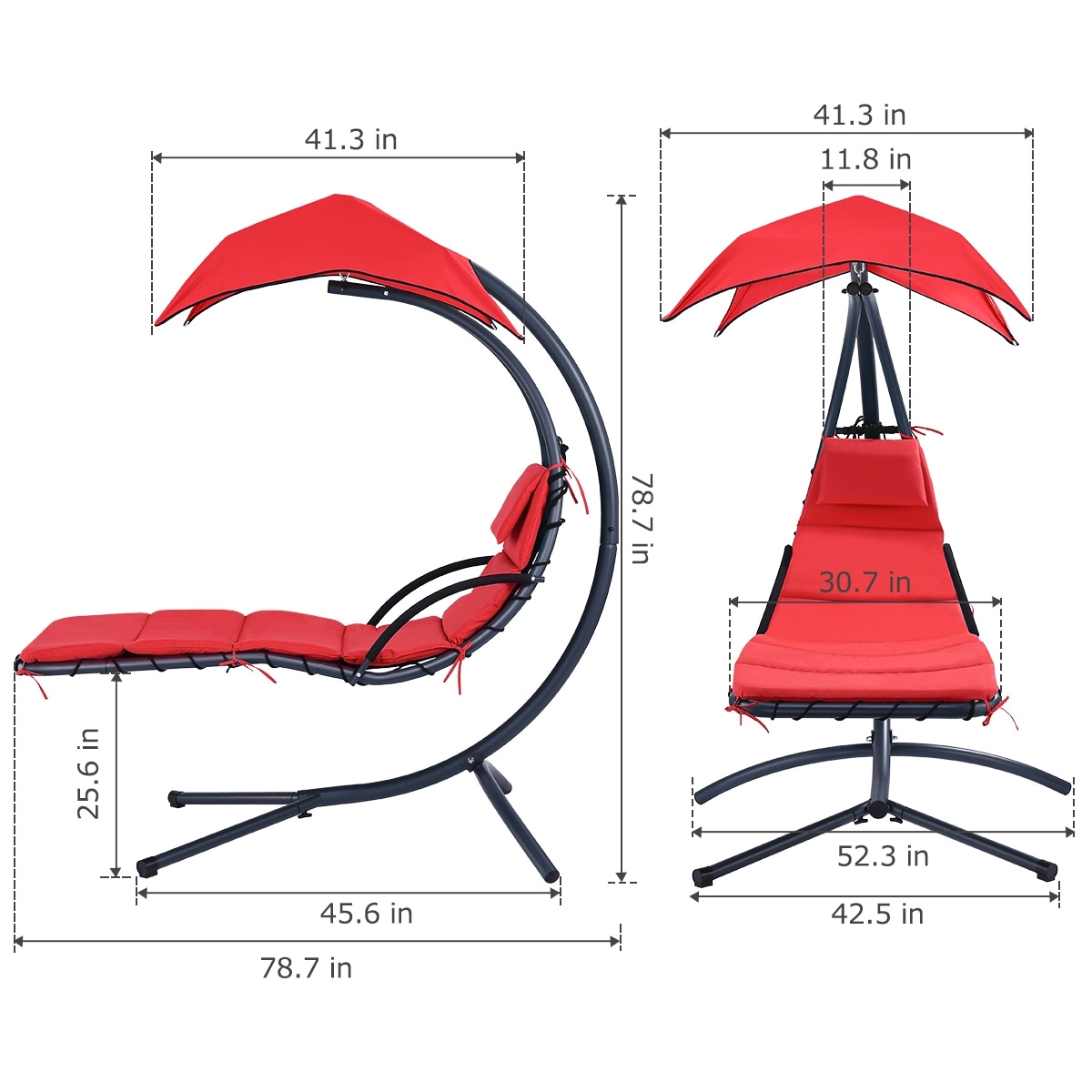 Finether Hanging Chaise Lounge Chair Outdoor Indoor Hammock Chair