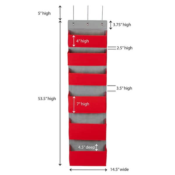 6 Pocket Over the Door Organizer 7.0"L x 15.0"W x 57.0"H Bed Bath