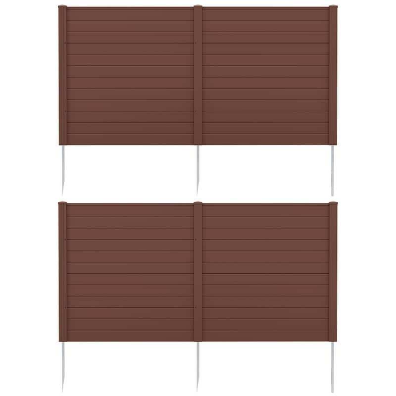Gymax 4 Panels 48'' L x 48'' H Air Conditioner Fence w/Galvanized - Brown