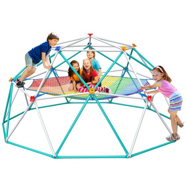slide 2 of 10, Climbing Dome with Climbing Cargo Net, 10 ft Dome Jungle Gym with Hammock for Kids Outdoor Playset Backyard - 10ftx10ft