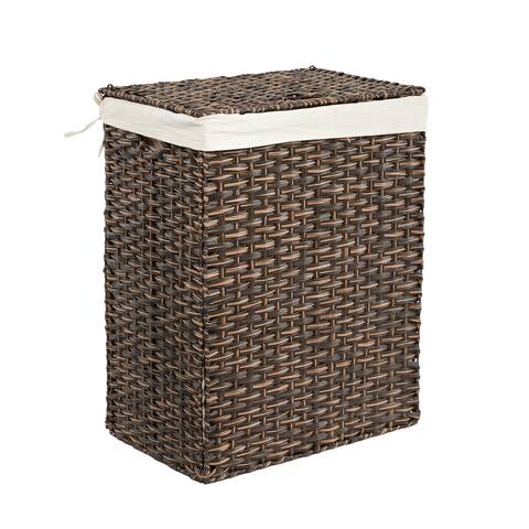 Seville Classics Lidded Foldable Portable Rectangular Laundry Hamper Basket with Washable Liner