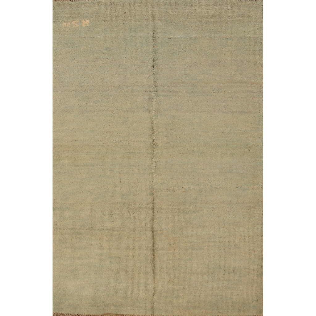 Modern Gabbeh Oriental Rug Handmade Solid Wool Carpet - 2'7" x 4'0"