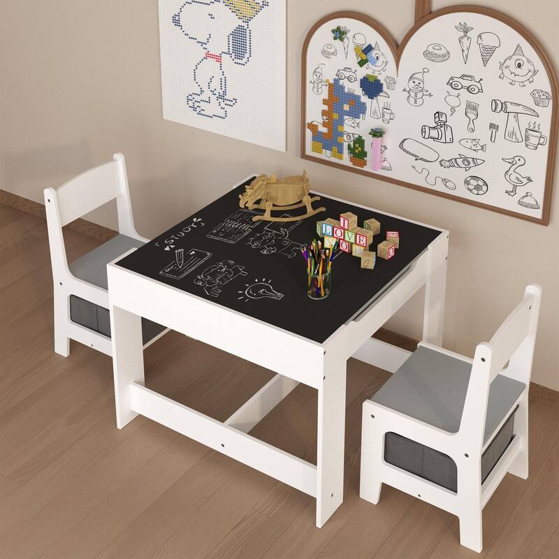 Anmytek Kids Activity Table and Chair Set with Storage, Toddler Play Craft Learning Desk for Playroom