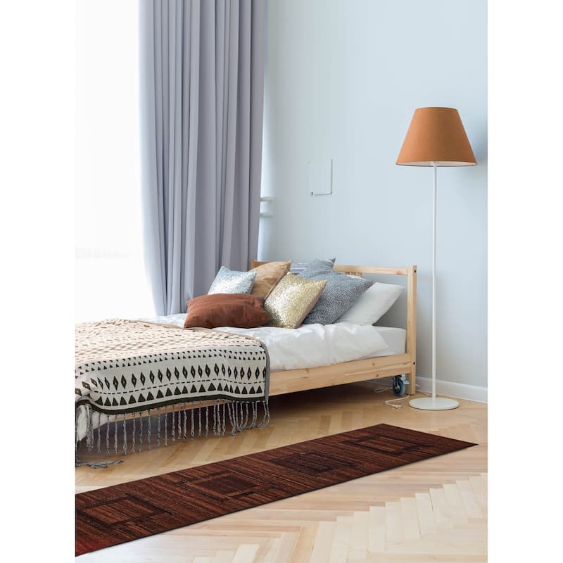 ECARPETGALLERY Flat-Weave Natural Dark Brown Wool Tapestry Kilim - 2'8 x 10'11
