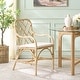 preview thumbnail 1 of 10, SAFAVIEH Home Olala Rattan Arm Dining Chair - 23"W x 20"D x 37"H Natural/Cream
