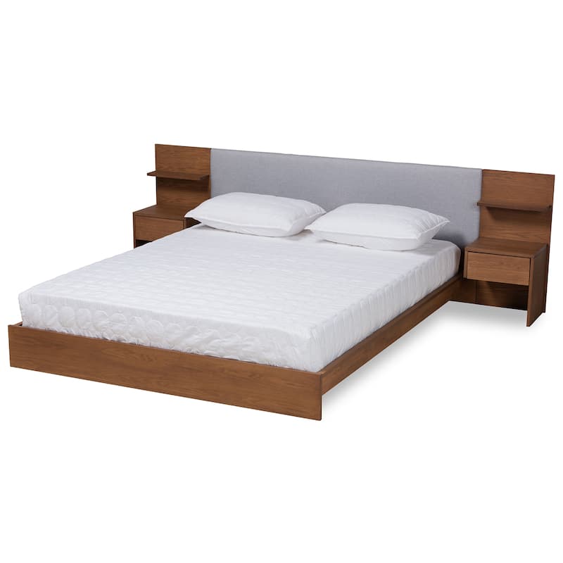 Sami Modern and Contemporary Storage Bed with Built-In Nightstands - Queen