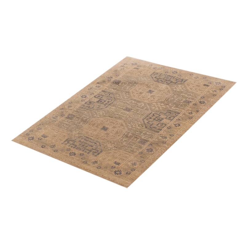 ECARPETGALLERY Hand-knotted Mamluk Khaki Wool Rug - 3' 8" x 4' 11"