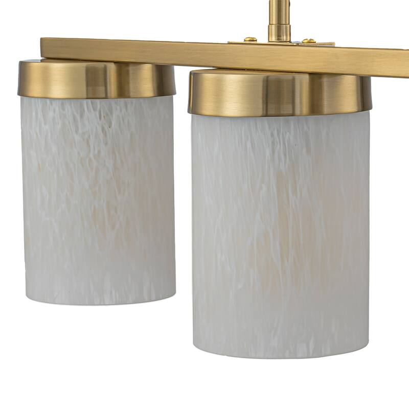 4-Light Faux Marble Glass Island Pendant Light Modern Kitchen - Dia.28.94-in