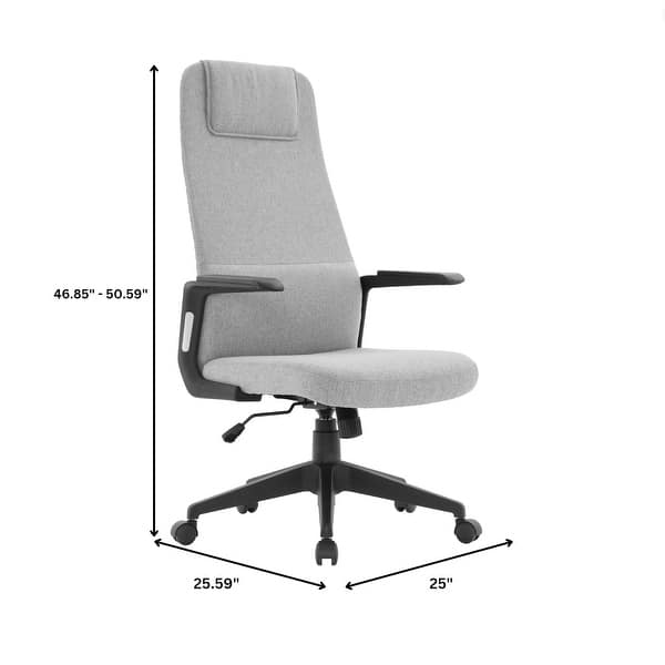 dimension image slide 1 of 5, Nexa High-Back Ergonomic Office Chair - Adjustable, Tilt, Swivel, Padded Headrest and Armrests