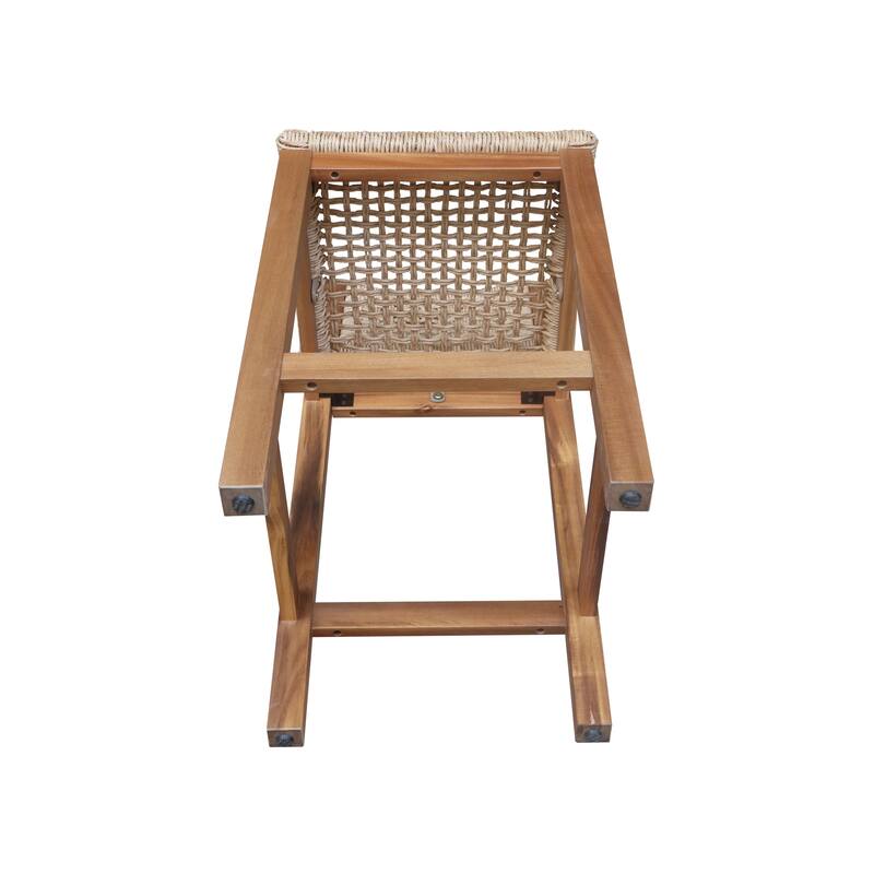 Outdoor Set of Two Stool with Wicker Seats and Back