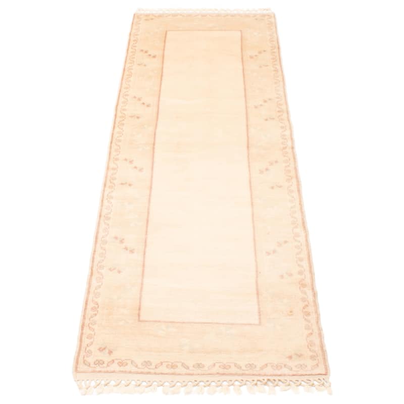 ECARPETGALLERY Hand-knotted Color Transition Cream Wool Rug - 2'10 x 9'2