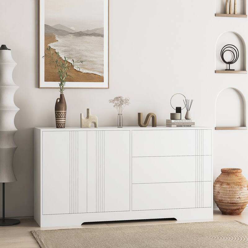 Sideboard Buffet Cabinet with Storage,Kitchen Storage Cabinet with Drawer and Doors,Large Coffee Bar with Adjustable Shelves