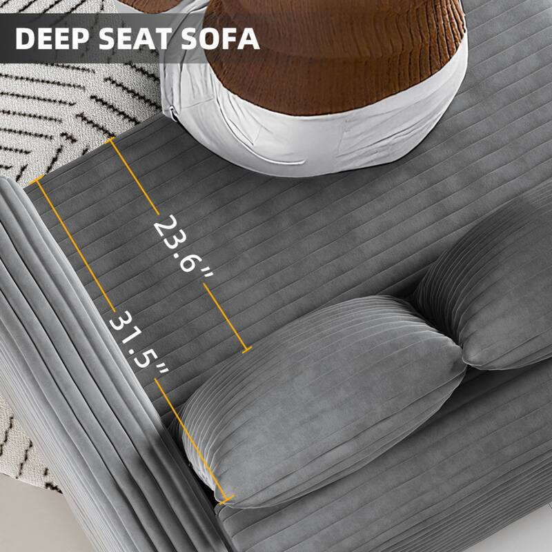 102" Modular Cloud Sectional Couch with 2 Ottoman, Pillows Modern Upholstered Sofa, Convertible Corduroy Couches for Living Room