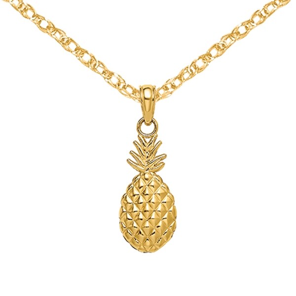 14k Gold Pineapple Charm Factory Sale 