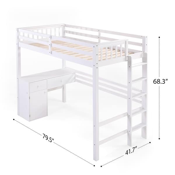 SogesSleep Twin Over Twin Loft Bed With Built-In-Desk