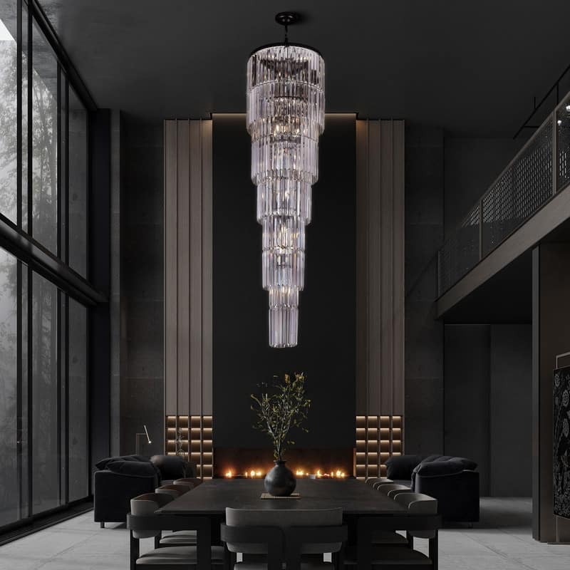 KAYLA 125 in. 20-Light Gold Crystal Chandelier- High Ceiling Lighting Fixture