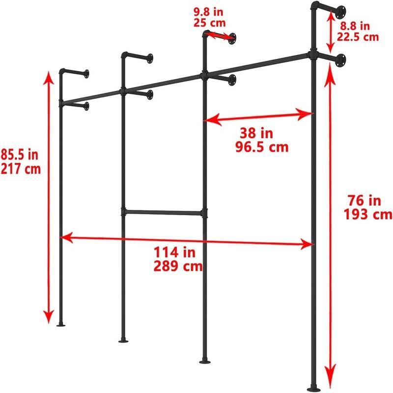 Industrial Pipe Clothing Rack On Wall
