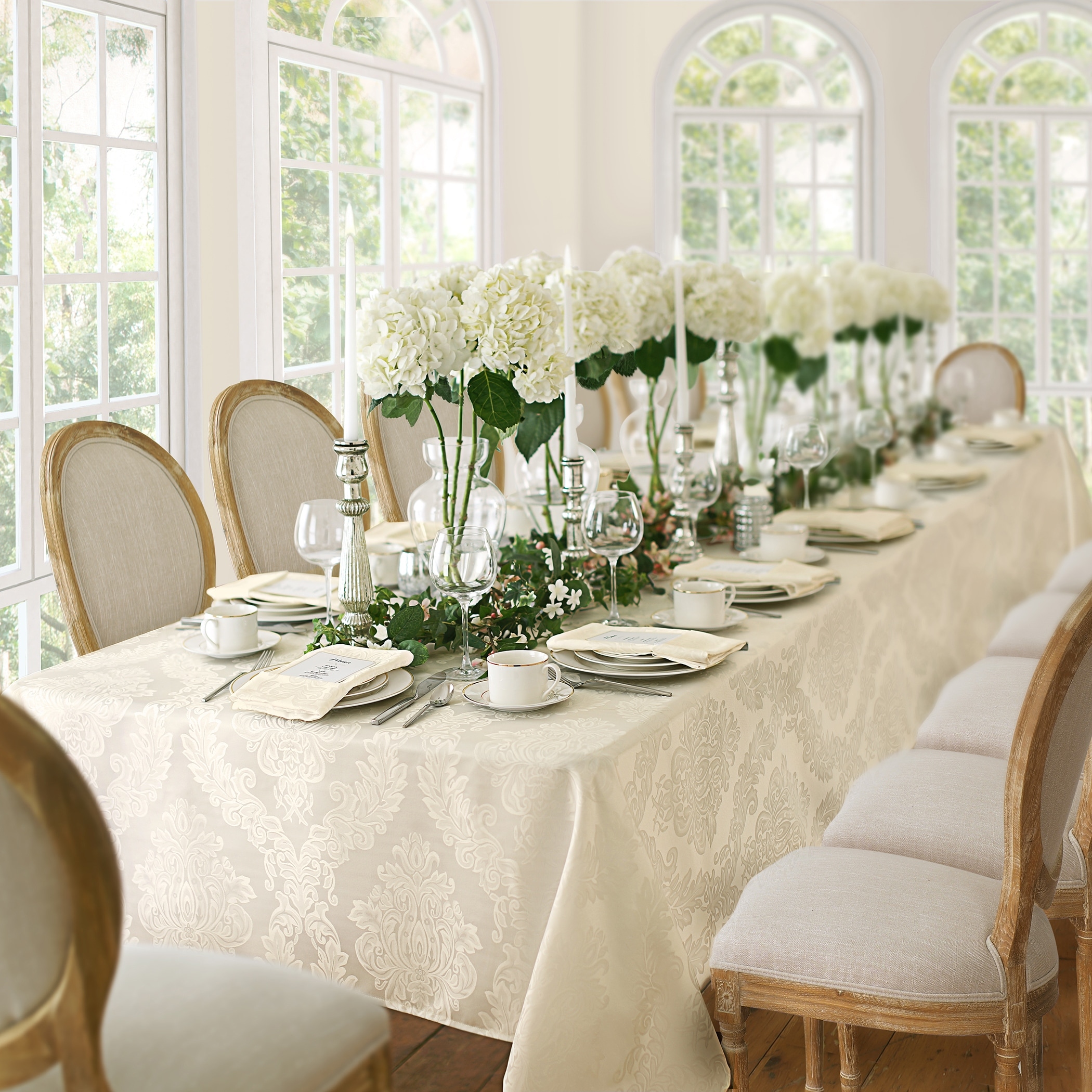 Threadmade Barcelona Damask Elegant Fabric Tablecloth