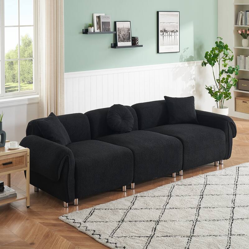 112" teddy velvet fabric, with 3 pillows for living room