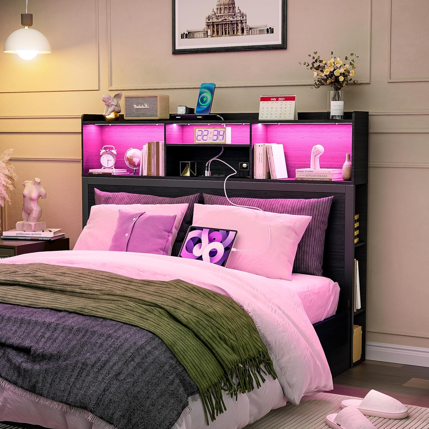 Black bookcase shop headboard