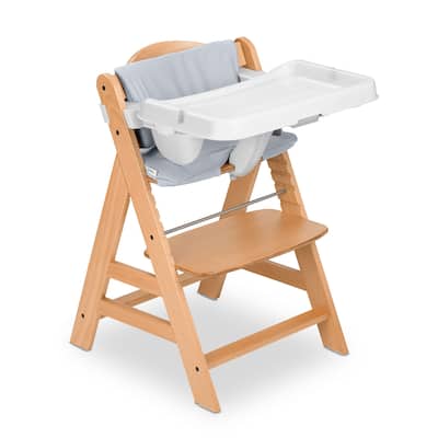 hauck AlphaPlus Grow Along Wooden High Chair w/White Tray Table & Grey Cushion - 16.5