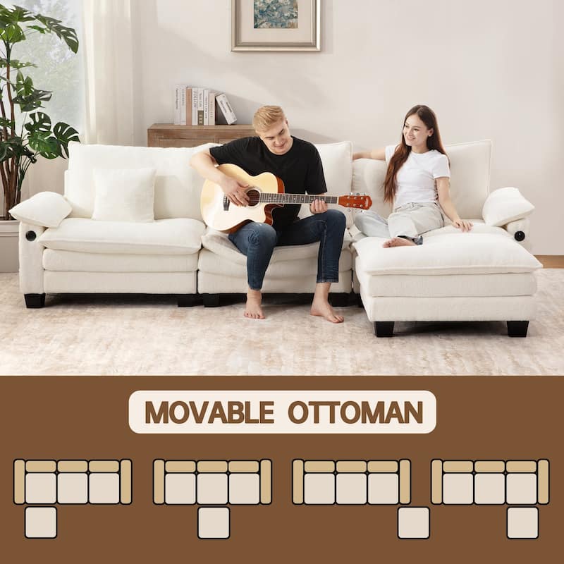 Living Room Furniture Sets, Modular Sectional Sofa Set with Ottoman for Living Room, Convertible Sofa Couch