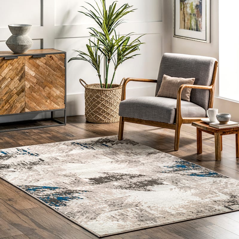 Nuloom Mai Abstract Modern Area Rug - 2' x 8' Runner - Ivory - Runner