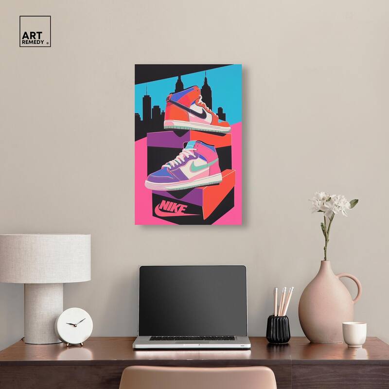 City Pop Sneakers Canvas by Art Remedy, Gallery Wrapped