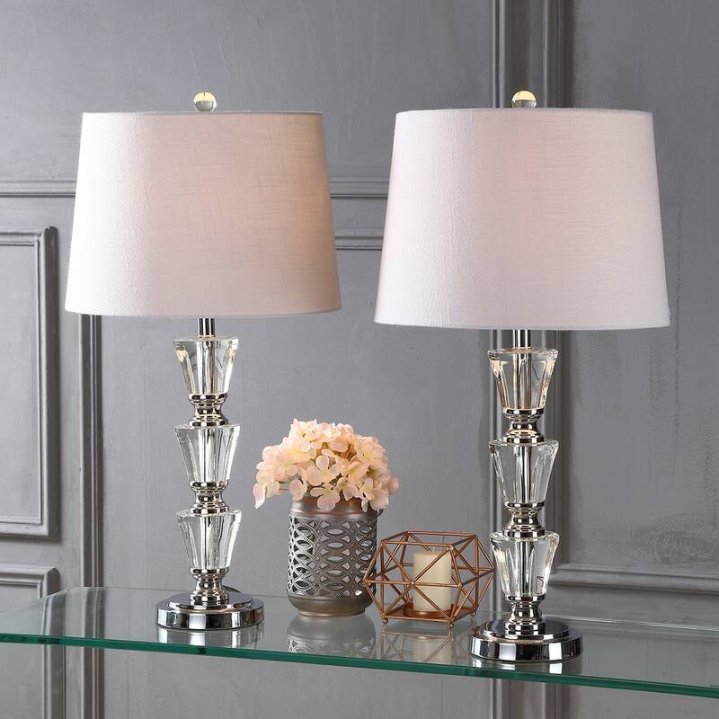 Aubrey 27" Crystal LED Table Lamp, Clear (Set of 2) by JONATHAN Y