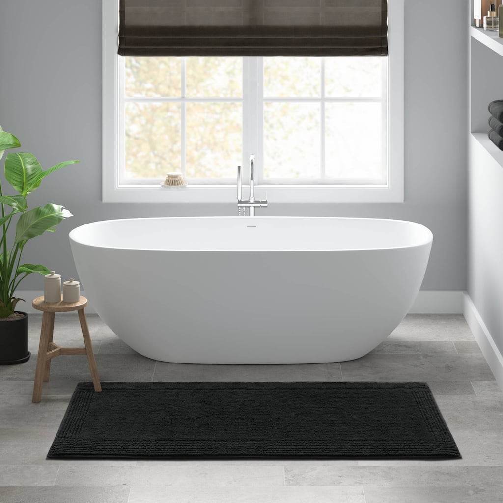 1 PCS 24x60"Tufted 3000 GSM Reversible Bath Rug Black - 5' x 2'