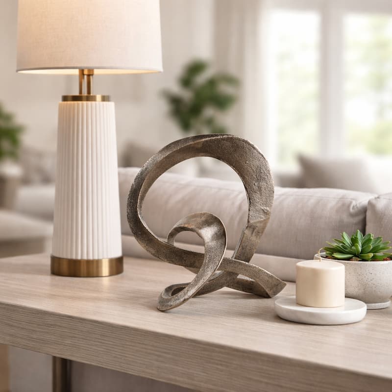 Twisted Knot Decorative Object Sculpture - Abstract Figurine Statue - 10.5" - Bronze - 10.5"