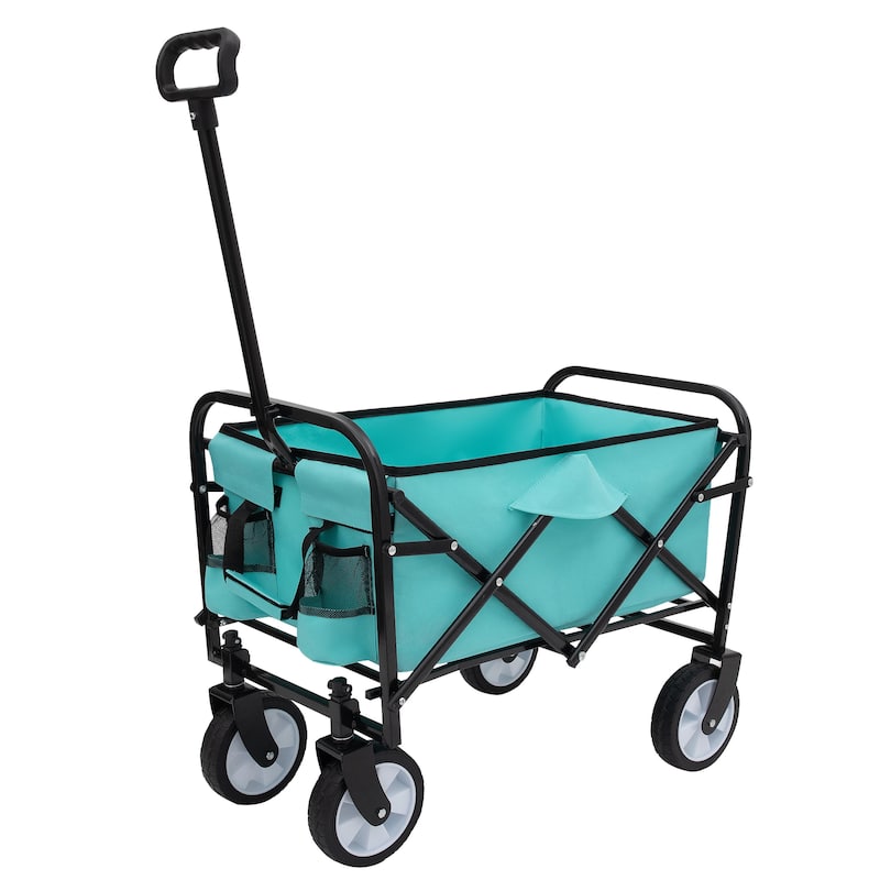 Collapsible Utility Wagon with Strapping System - 225lb Capacity & Extension Feature, Blue