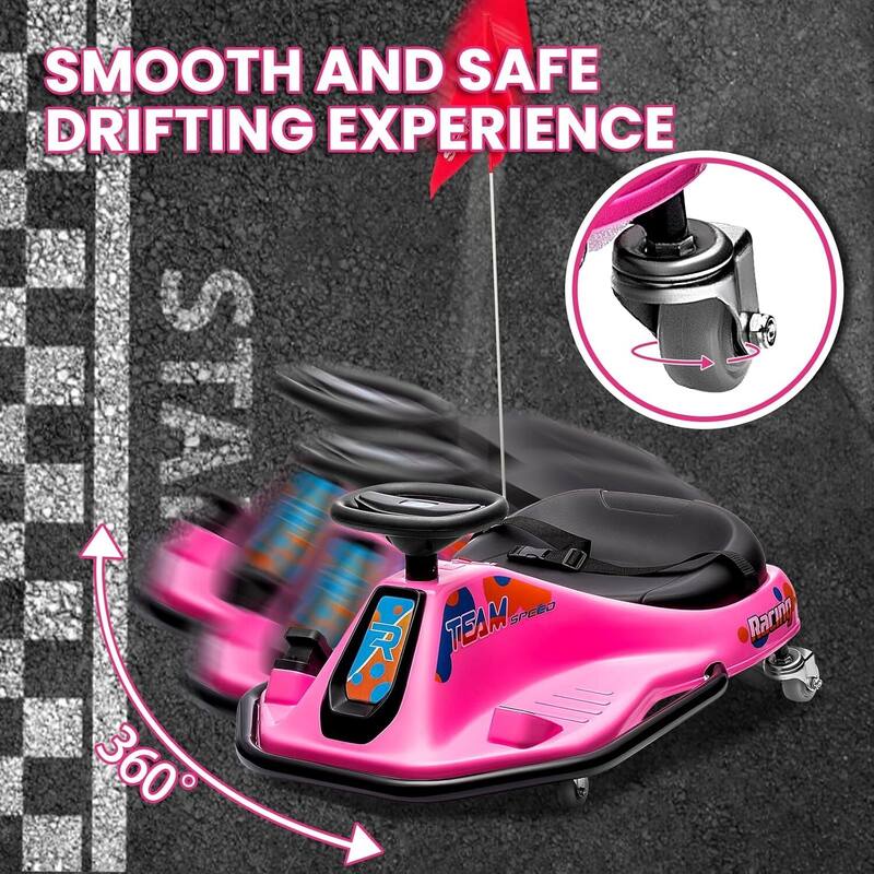 24V 7A Electric Ride-On Drifting Go Kart for Kids Best Gift