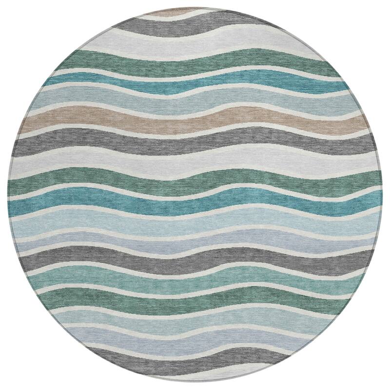 Machine Washable Indoor/ Outdoor Contemporary Stripe Chantille Rug