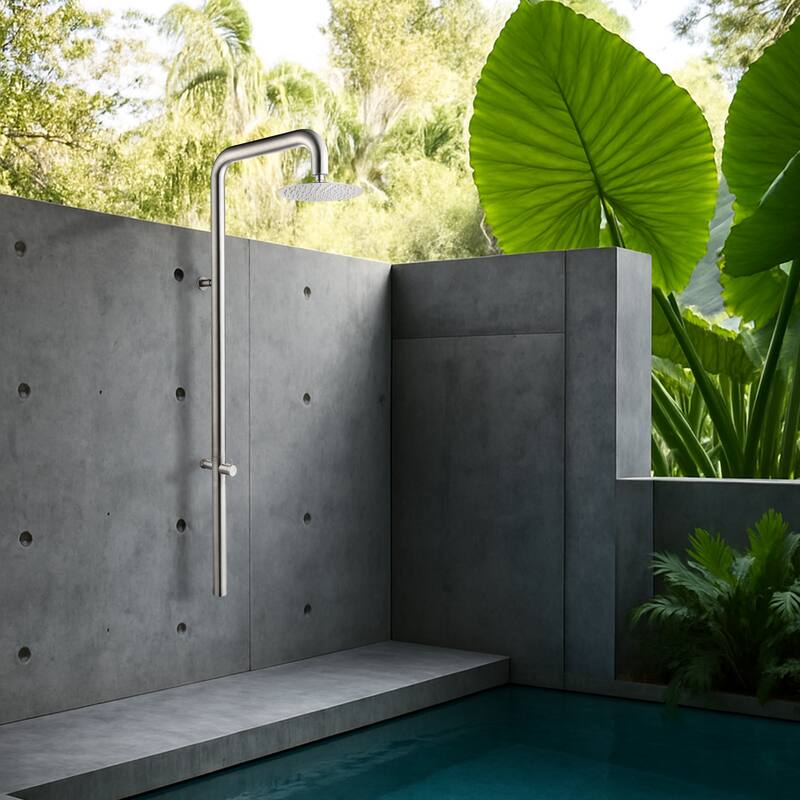 63"H 316 Stainless Steel Wall-Mounted Heavy-Duty Outdoor Shower