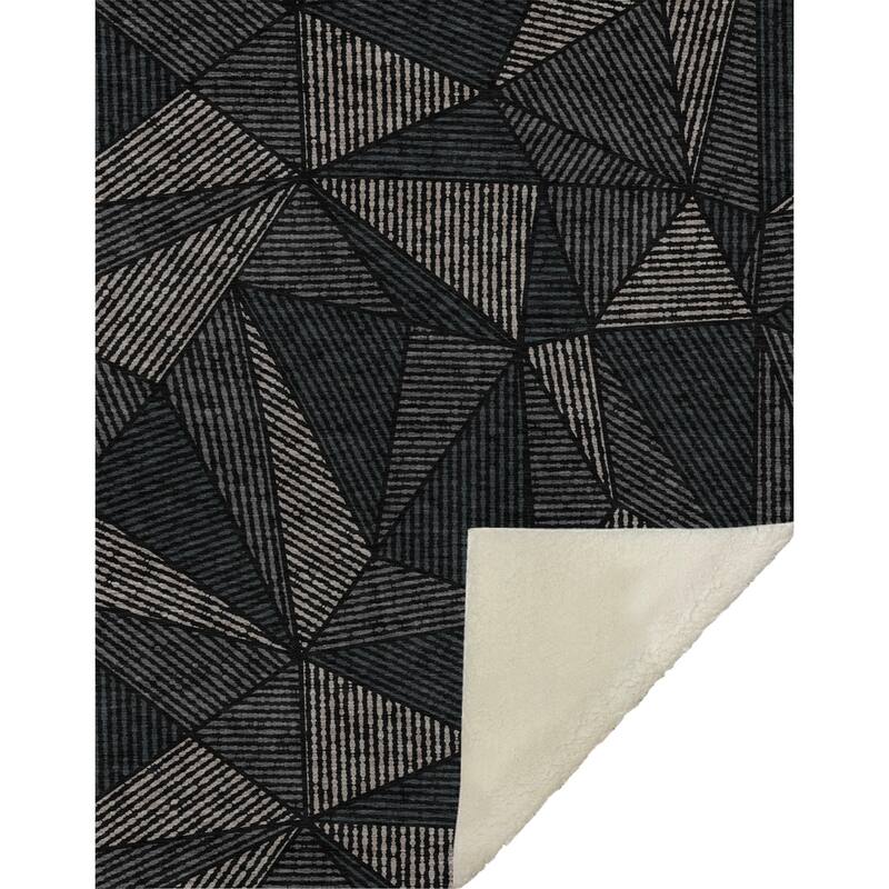Premium Machine Washable Modern Geo Sherpa Throw Blanket