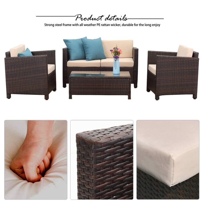 Royalcraft 5 Piece PE Rattan Wicker Outdoor Patio Furniture Set