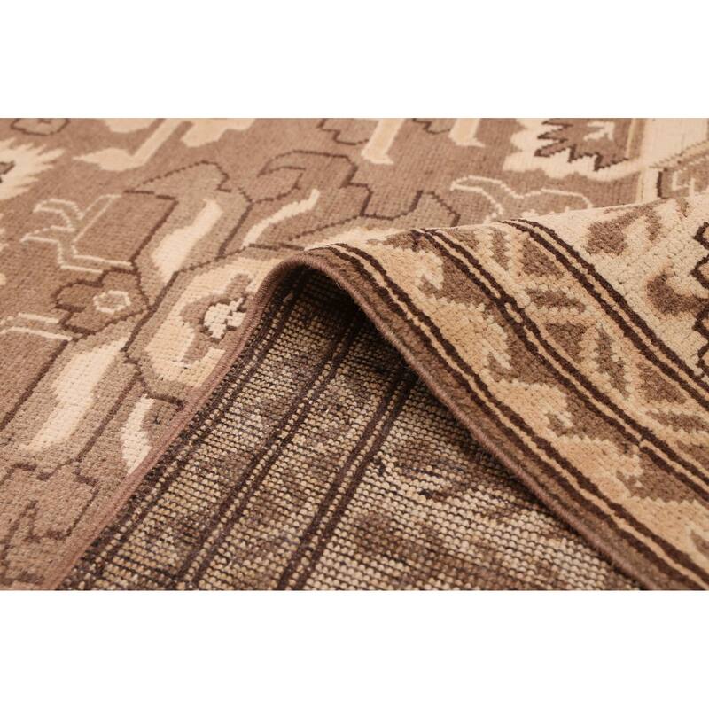 ECARPETGALLERY Hand-knotted Finest Kargahi Brown Wool Rug - 6'7 x 9'11