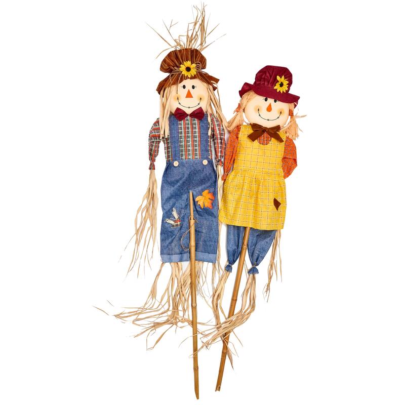 5' Scarecrow on Pole, Set of 2